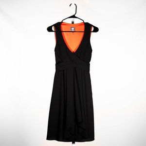 Vince Camuto Womens Dress Black Stretch V-Neck Belted Fit Flare Cocktail Party 4